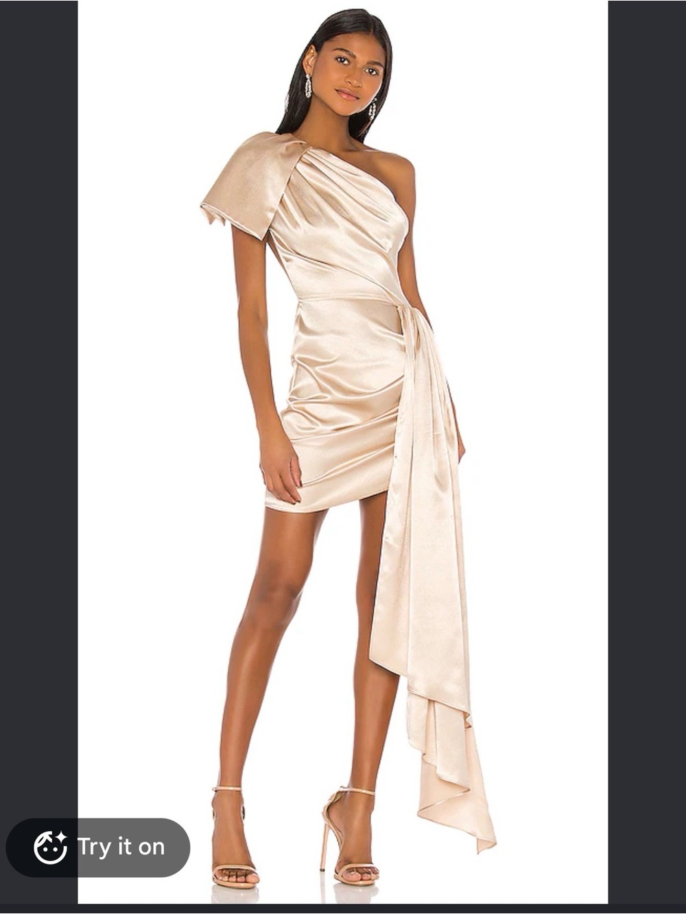 BRONX BANCO X REVOLVE Gala Dress Champagne Satin Mini Dress with Draped Sash